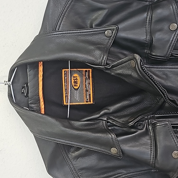 First Classics Black Leather Gear Men's Motorcycle Biker Jacket Size XL - Picture 9 of 16